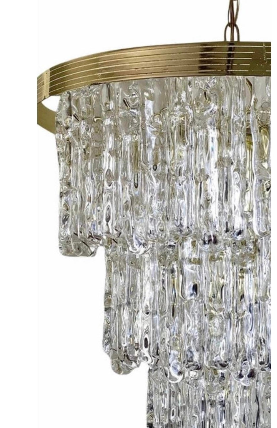 Vintage Lucite and Brass Icicle Chandelier