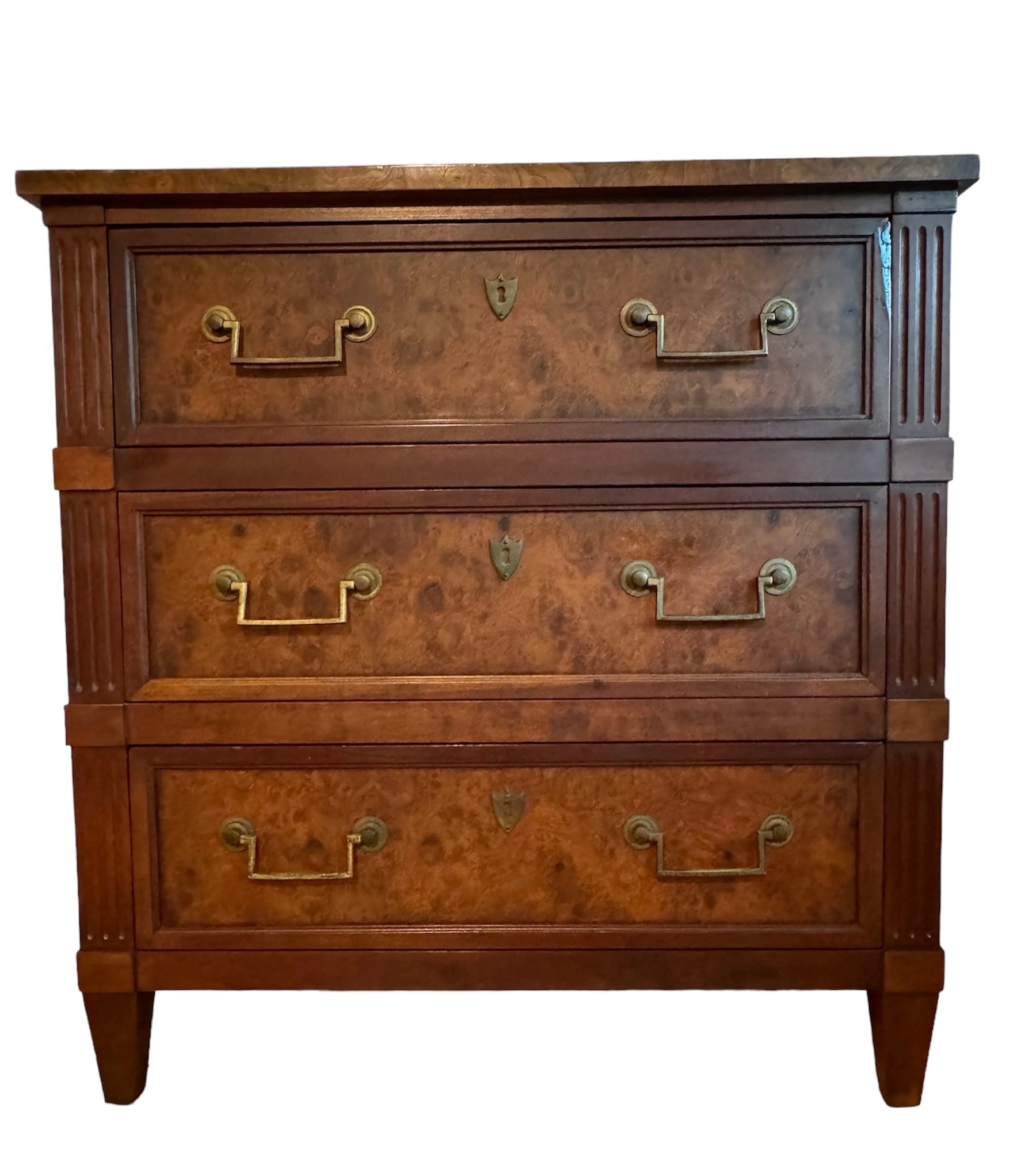 Mahogany and Burl Wood Chest Of Drawers by Baker