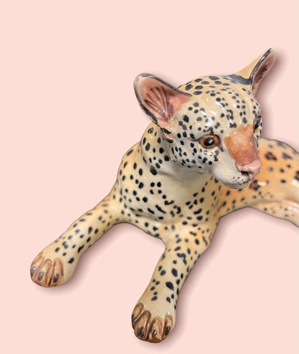 Basil Matthew’s Hand Painted Leopard Figurine, signed