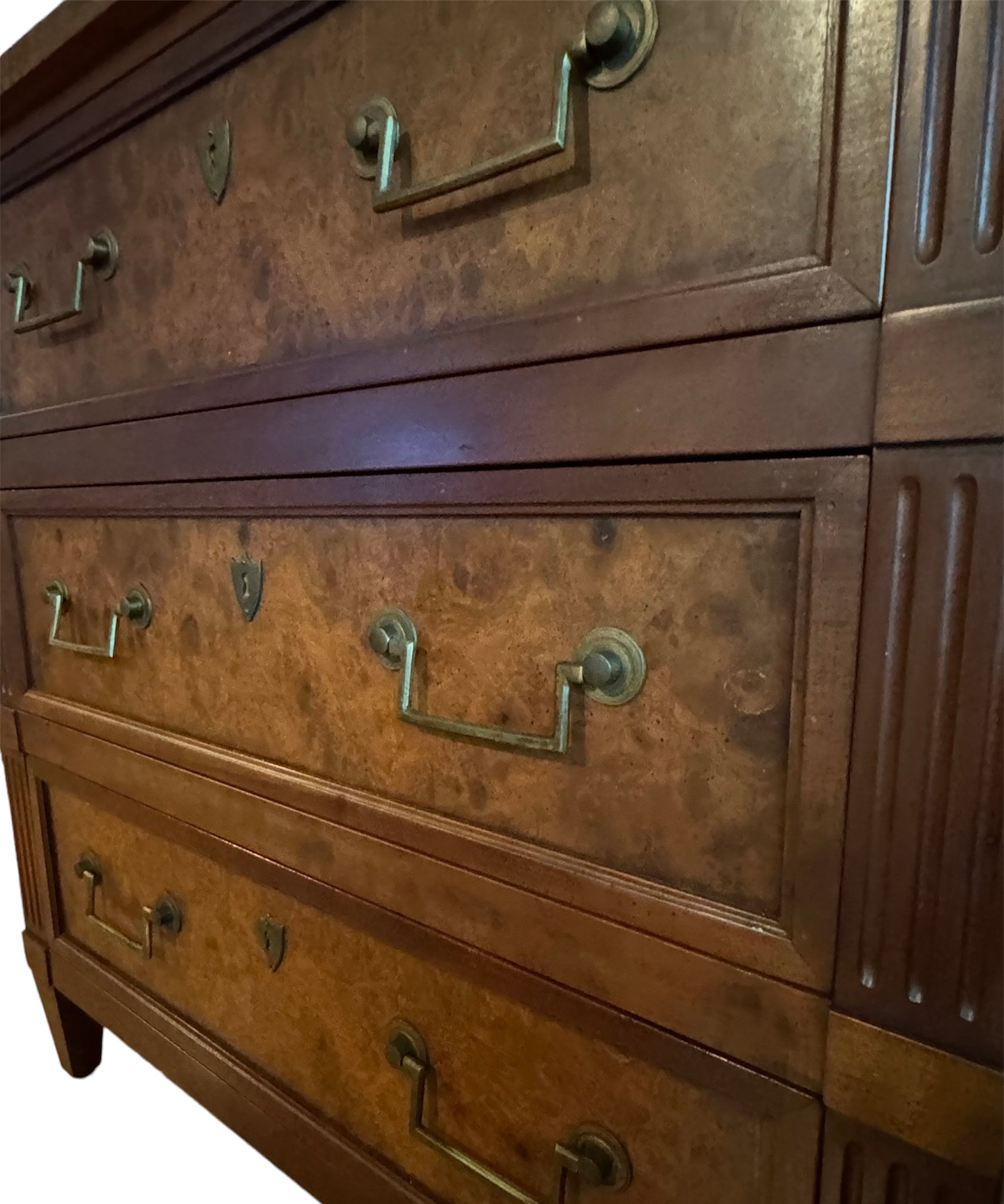 Mahogany and Burl Wood Chest Of Drawers by Baker