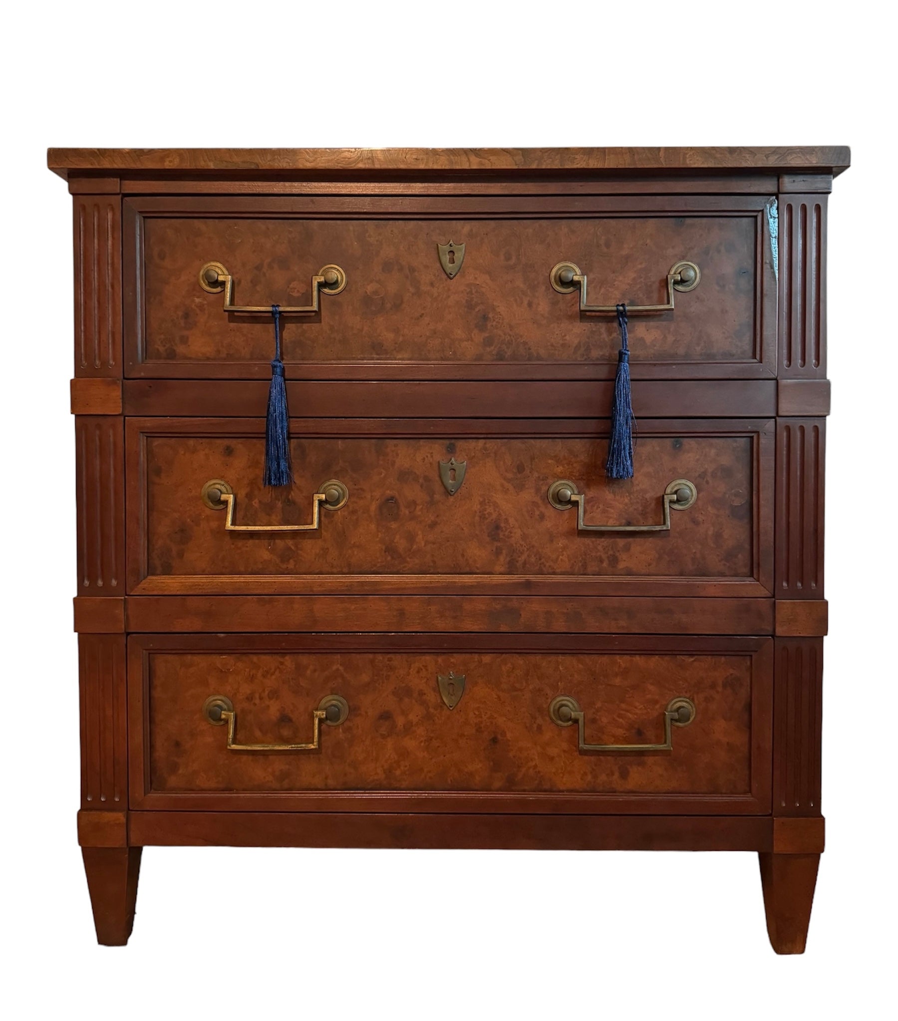 Mahogany and Burl Wood Chest Of Drawers by Baker