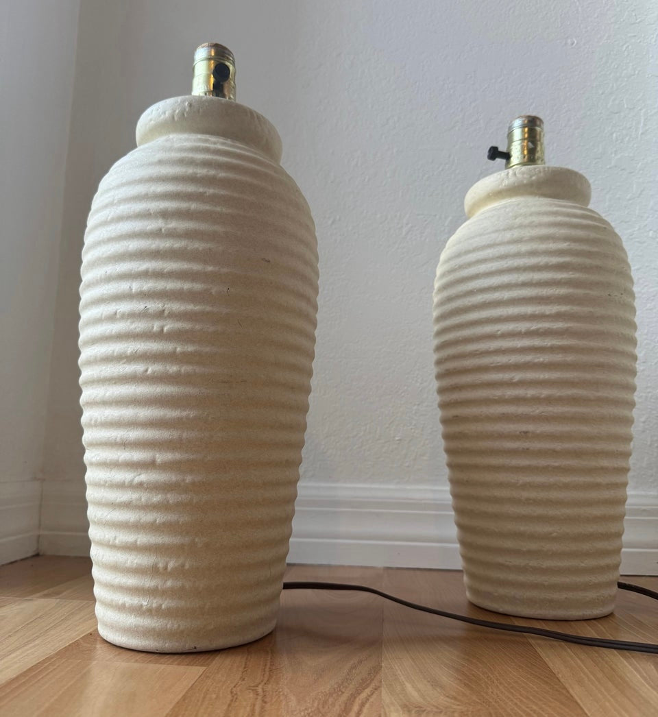 Vintage Modernist Textured Plaster Lamps, a pair