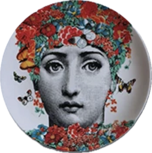 Set of 3, Lina Cavalieri Fornasetti Style Decorative Plates in Florals